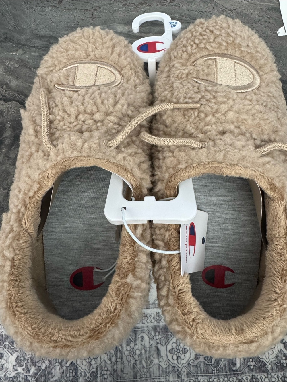 Champion Plush Sherpa Slip-On Slippers in Camel UNISEX